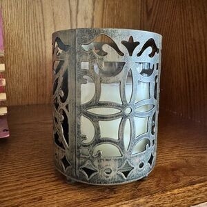 Decorative Gray Metal Candle Holder